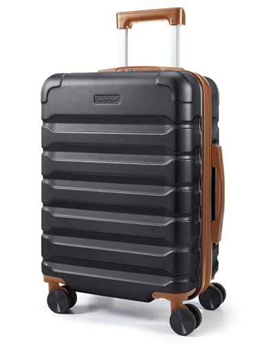 Image of LIGHT FLIGHT Carry On Luggage 22x14x9 Airline Approved, Expandable Carry On Suitcases with Wheels, Lightweight Luggage, Durable Hard Shell 20 Inch Rolling Suit Case for Men Women Travel Black /Brown