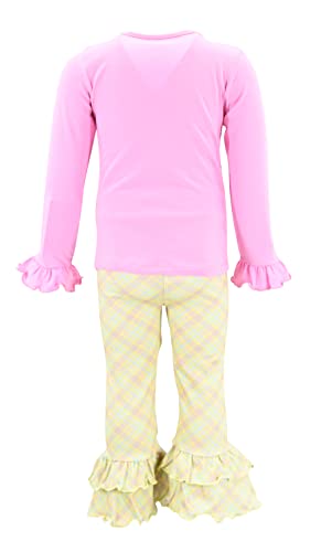 Image of Unique Baby 2 Piece Girls Double Ruffle Leggings and Long Sleeve Shirt Clothes Set Kid and Toddler Girl Outfit