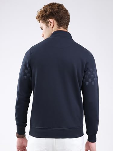 Image of Monte Carlo Men's Regular Fit Sweatshirt | Mock Neck | Printed Pattern | Zip Closure | Full Sleeve | Warm Winter Sweatshirt | Stylish Casual Layering for Men