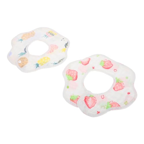 FRCOLOR 2 Piezas Baberos Niña Muselina Algodón Doble Absorbente Diseño Pétalo con Botones Unisex para Babas y Dentición Niña Fresas y Piña