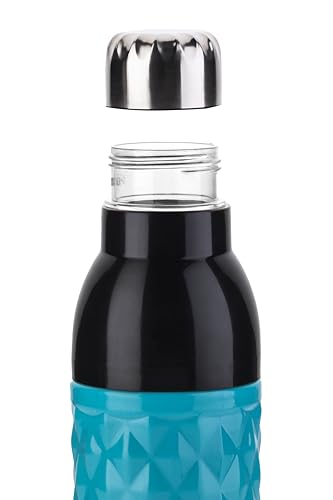 Image of Clazkit Diamond PU Insulated Water Bottle Plastic Steel Cap, 1000-ML,Color May vary