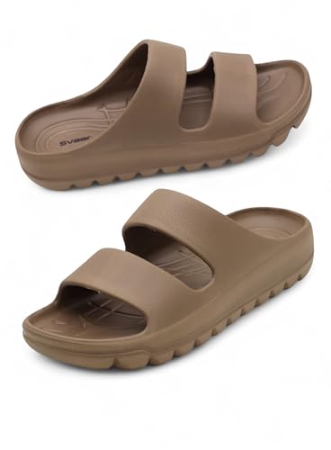 Image of SVAAR Soft EVA Double Strap Slippers for Men | Stylish Anti-Skid Slides with Arch Support & Bouncy Sole | Lightweight Indoor Outdoor Comfort