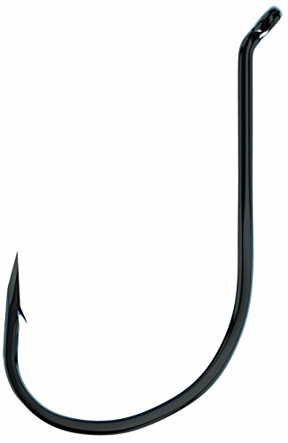 Eagle Claw Lazer Sharp Long Shank Octopus Hook, Offset Up Eye, Barbed, Size 6/0, Medium Wire, 23 Hooks, Platinum Black
