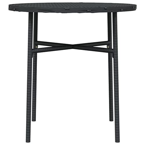 Mesa de terraza estable de polirratán negro para espacios pequeños 5