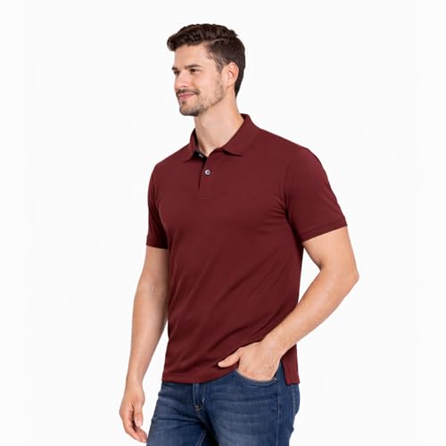 Image of Cotton Polo T-Shirt for Men | Solid Color Regular Fit Collar Neck T-Shirt