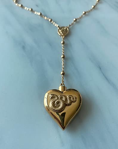 Saint Lana Del Rey LDR Style Stash Necklace/Rosary Chain/Hollow Pendent/Heart Shaped With Snakes and Spoon2