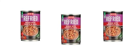H-E-B Beans 15oz - 3 cans (Refried with Tomato &amp; Chili)