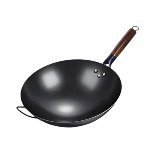 Wok Pan Round Bottom Wok Cookware Induction Cooker Universal Traditional Pans Cooking Wok Boiling Pots Stir Fry Pan Saute Pan, With Ear, 40Cm-With Ear-38CM