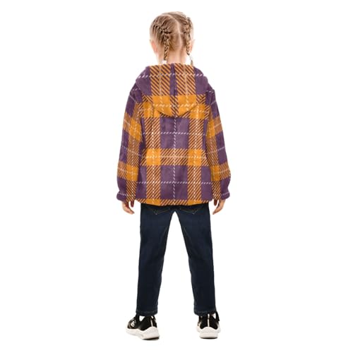 GuoChe Violet Buffalo Plaid Tartan Check Scotland Orange Purple Boys Winter Coats Sherpa Lined4