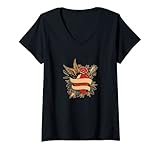 Damen Schwalben Tattoo Motiv tshirt Rockabilly style Boho Geschenk T-Shirt mit V-Ausschnitt