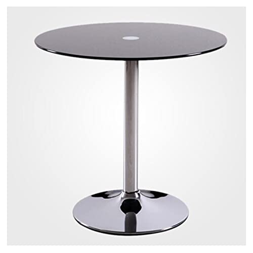 Genérico Mesa de Comedor Moderna con Pedestal y Tapa de Vidrio Redonda de 60 cm y Base cromada Elegante de Color Negro para 2 o 4 Personas, Ideal para la Cocina o el desayunador