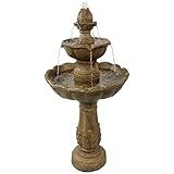Sunnydaze 38-Inch Blooming Flower Outdoor Tier Fountain - Water Feature for The Garden, Patio, Yard, or Deck