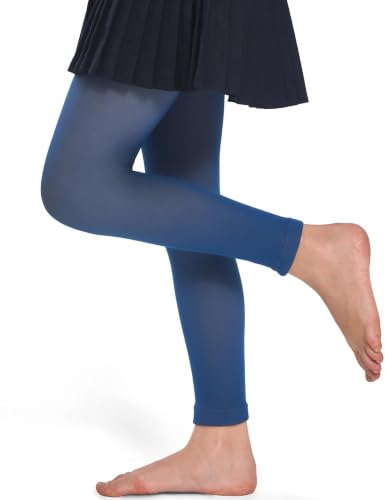 Image of KBVOT Girls Fleece Lined Tights Kids Warm Thermal Winter Thick Leggings Pantyhose Fake Translucent Pants for School Dress