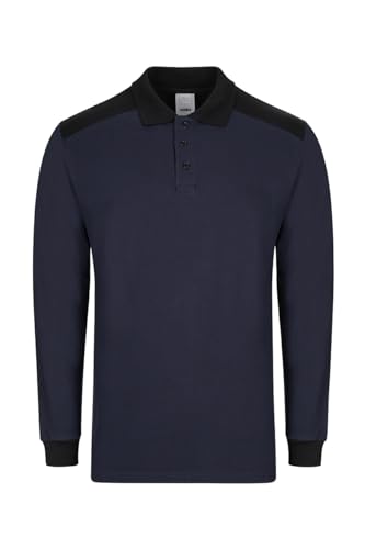 Velilla 105529S, Polo Stretch Bicolor Manga Larga, Color Azul Navy y Negro, Talla L