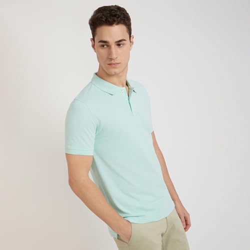 Image of Parx Men Regular Fit Solid Pattern Cotton Polyester Blend Half Sleeve Polo Neck Casual T-Shirt