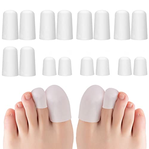 16 Pcs Toe Protectors Soft Toe Cover Protector for Men & Women Running Walking Hiking Dancing Prevent Toes Friction Injury (White 2 Sizes)