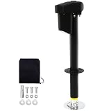 12V Electric Tongue Jack 4000lb A-Frame Heavy Duty Trailer Jack 18” Travel Add 4.5” with The Drop Foot & LED Light for Travel Trailer Camper, Protective Cover Included