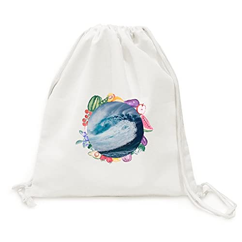 Sac en tissu la vague de l'eau de mer blanche anti-gaspillage pliable pour fruits et légumes