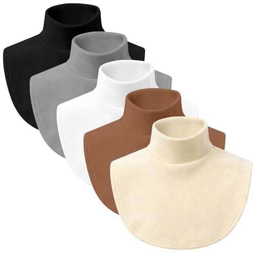 5Pcs Fake Turtleneck Collars Detachable Dickey Collar High Warmer Turtle Necks Half Top Mock Blouse for Women Men