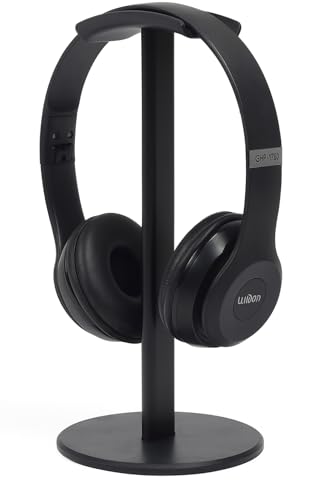 Image of GadgetBite Headphone Stand for Table Desk Aluminum Headphone Holder Gaming Headset Holder for Table Top ABS Solid Base Headphone Accessorie Organiser for PC Office Home Gaming Headsets - Black