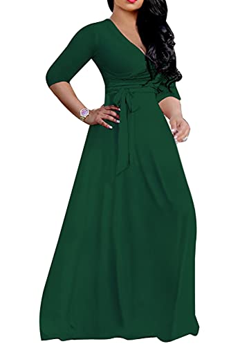 Image of LightlyKiss Plus-Size Maxi Dresses for Women African Summer 3 /4 Sleeves Beach Sundress with Pockets