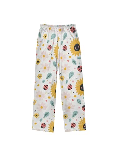 ZZKKO Kawaiiladybugs Sunflower Boys Pants for Kids Jogger Pants with Pockets S2