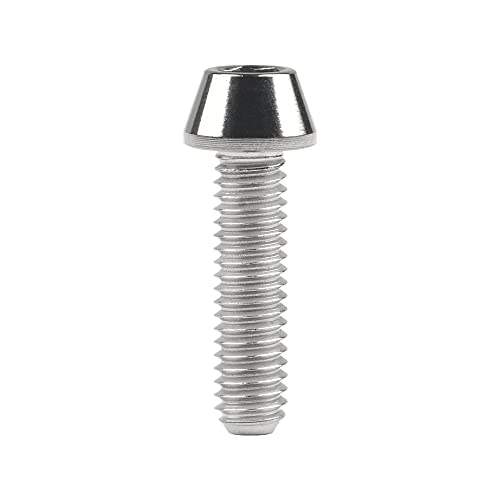 Image of Titanium Ti DIN912 M4 8 10 12 15 20mm Tapered Head Hex Bolts Bicycle Screws Pack of 6 (Silver, M4x15mm)