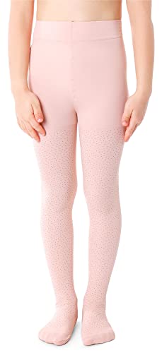 NOQ Collant sottili per bambini con bella stampa ragazza fantasia 40 DEN scuola cerimonia di danza casual, Zojka - Cipria rosa, 134 cm-140 cm