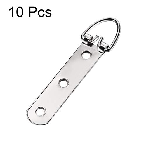 Image of uxcell D Ring Picture Hangers, 90mm x 22mm Silver Tone Assortment Kit for Photo Hanging Solutions, 10 Pcs