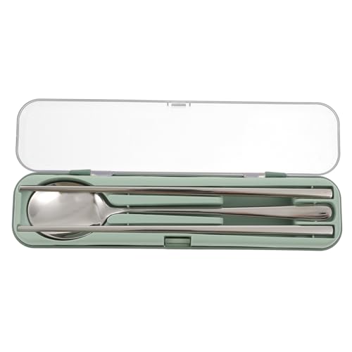 LEDMOMO ステンレス製携帯用カトラリー ポータブルスプーン箸収納ケース付き 屋外キャンプ用 食事用食器 大人 兼用 繰り返し使用可能で清掃