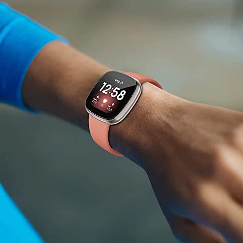 Nanw 4-Pack Hard Pc Screen Protector Compatible With Fitbit Versa 3/Sense, Built In 9H Tempered Glass Case, Full Coverage Protective Bumper, Sensitive Cover For Versa 3 /Sense Smartwatch Only #TOP7
