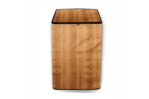 Image of Stylista Top Load Fully Automatic Washing Machine Cover Compatible for IFB 8 kg, 8.5 kg, 9 kg & 9.5 kg, Wooden Pattern Cream