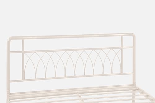 Image of Jexx Metal Queen Size Bed Without Storage | Wrought Iron Double Bed with Headboard & Footboard | Sturdy Powder Coated Platform Bed Queen Size Cot for BedroomLivingRoom Ivory (75x60)