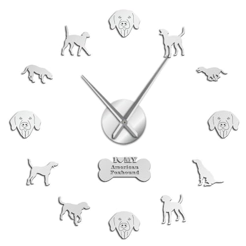 Horloge Foxhound américain 3D : solution déco grand mur vide sans perçage - 3