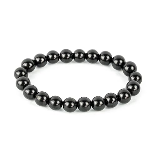 Karelian Heritage Shungite Stones Bracelet Black Beads Stretchy | Authetic Shungite Crystal Jewelry | Protective Powerful Defender Stone Bracelet | Spiritual Healing Crystal Chakra Balance