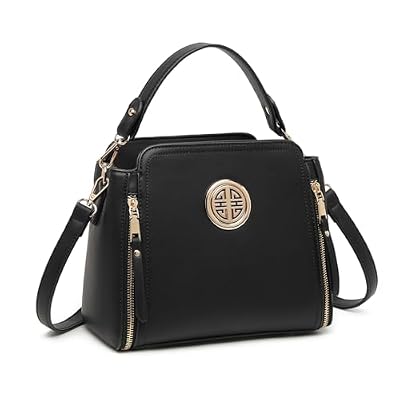 Miss Lulu Borsa a Secchiello Media, Borsa a Tracolla Donna in Pelle PU con Manico e Cinturino Regolabile, Borsetta Ragazza Elegante e Multifunzione (Nero)