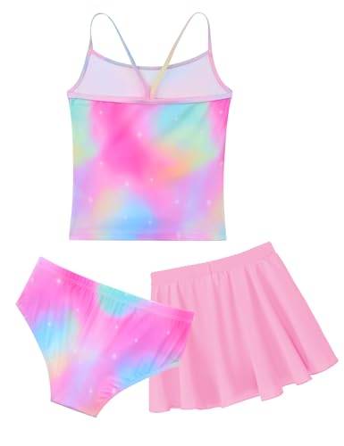Girls Swimsuit 3 Piece Sleeveless Bathing Suit Sets with Skirt Swimwear Rash Guard for Kids Beach UPF 50+ Sun Protection2