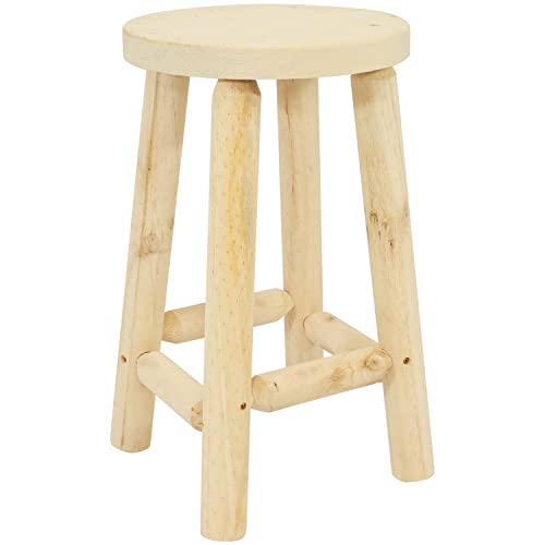 Sunnydaze 24-Inch Fir Wood Backless Counter-Height Stool - Unfinished