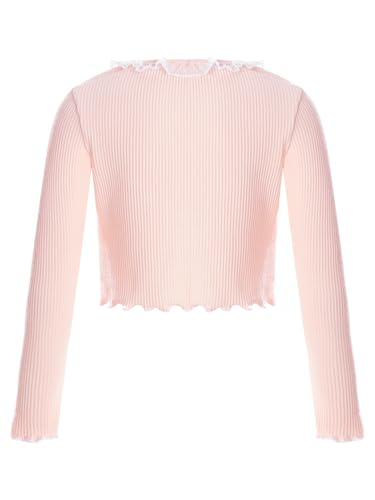 Kids Girls Ballet Dance Wrap Tops Sweater Shrug Coat Long Sleeve Ruffled Trim Open Front Cardigan Dancewear2