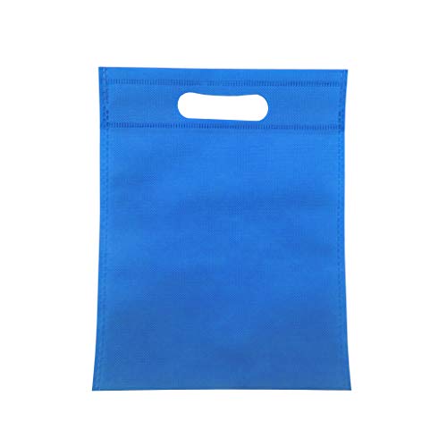 BOLSAS 100 Pieza Tela no Tejido,con asa Troquelada.Bolsas de Compra Reutilizable. (Azul Claro, 35x45cm)