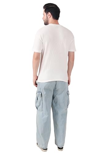 Image of Solid Self Design Oversized Tshirt for Men | Oversize T-Shirts for Men | Men Drop Shoulder Tshirts | Bagy Fit Men Tshirt