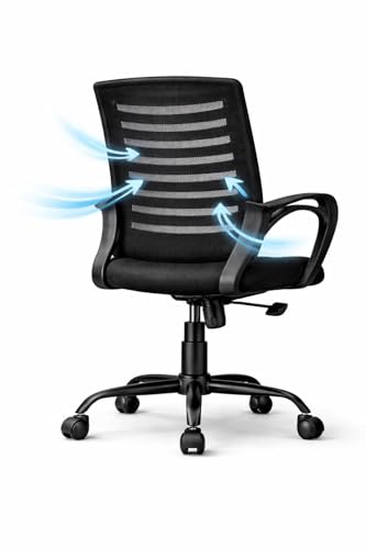 Image of NGFC Ergonomic Office Chair, Mesh Back, Black, Height Adjustable with Wheels