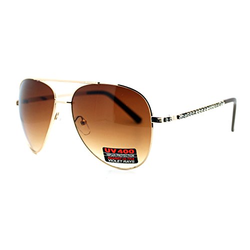 Womens Aviator Sunglasses Rhinestones Design Temple Metal Frame UV 400