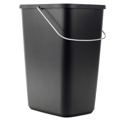 KADAX Cubo de basura sin tapa con asa de metal móvil, cubo de basura resistente, cubo de basura, contenedor de plástico, cubo de basura (negro, 12 L)