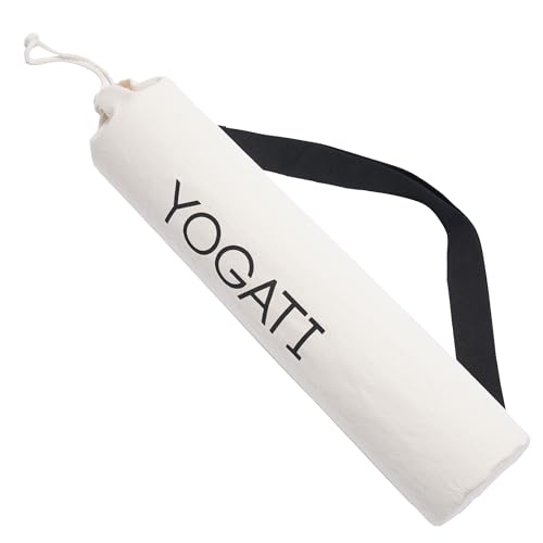 YOGATI® Yoga Mat Bag with Adjustable Strap | Durable & Large Capacity Cotton Yoga Mat Bags for Women and Men, Lightweight Pilates Mat Carry Strap with Loop-Through Tension Grip and No Buckle/Clip