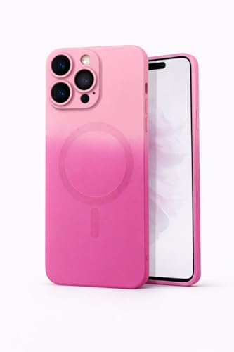 Image of amazon basics Gradient Mag-Safe Case for iPhone 16 Pro Max | Soft Silicone Shockproof Cover with Camera Protection | Slim Lightweight Design | Smooth Touch & Durable - Light and Dark Pink