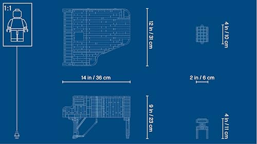 Ideas Pianoforte a Coda, Set per Adulti, Regalo Espositivo da Collezione con Tastiera Apribile, Motore e Componenti Powered Up Technic con Alimentazione, 21323 - Lego - Immagine 8