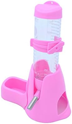 Small Animals Feeder Automatic Hamster Water Dispenser with Food Container Base Hut fit for Hamsters Rats Guinea-Pigs Ferrets Rabbits (Pink)