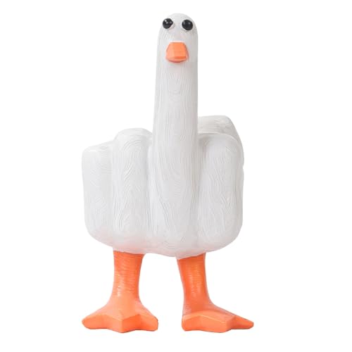 feliend Funny Duck Decor Cute Statue White Resin Decoration Parody Stress Relieving Home Item Creative Bookshelf Office Desk Ornament for Best Friends