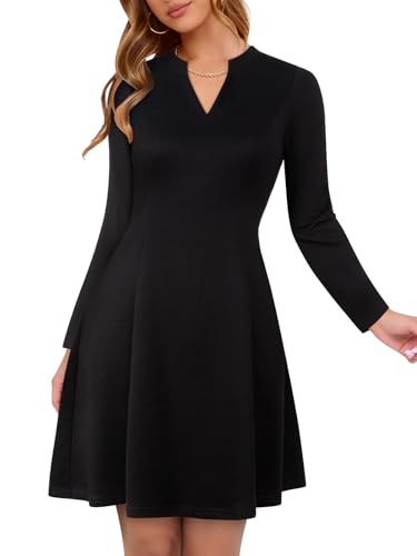 Image of YIOYOLA Womens Elegant Classy A-Line V Neck Mini Business Casual Work Dresses Party Cocktail Short Dress with Pockets